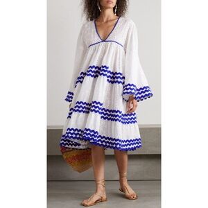 CORAL LUXURY DRESS Flora Sardalos Hydra Ric Rac trimmed dress